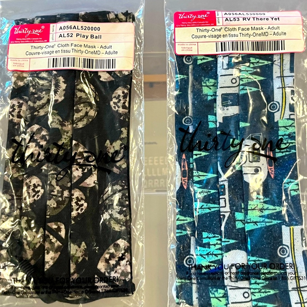 NWT Thirty-One cloth face masks - adult size